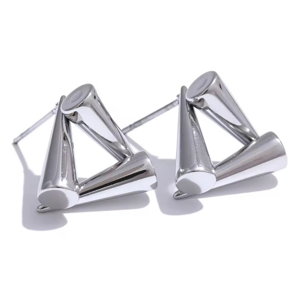 Minimalist Stainless Steel Triangle Stud Earrings - Picture 1 of 4